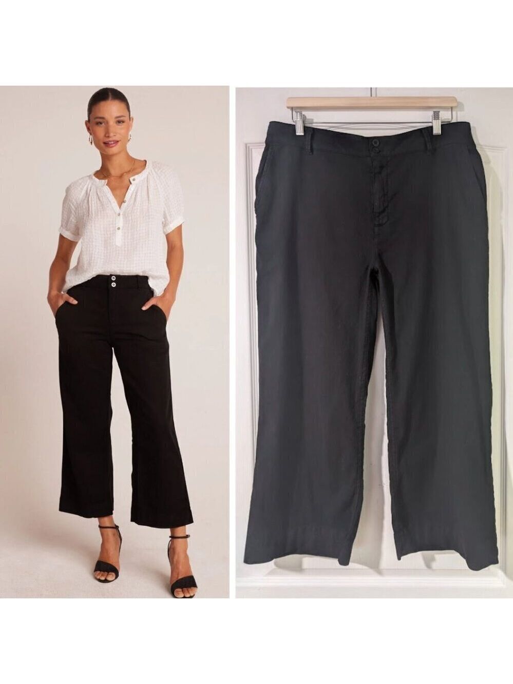 NEW Bella Dahl | Saige Linen/Cotton Wide Leg Crop In Black